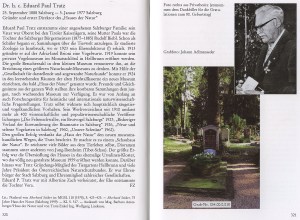 Vergrößerung zum Lesen: Anklicken. Quelle = Zaisberger, Friederike: Dr. h. c. Eduard Paul Tratz. In: Baumgartner Johann: Über den Tod hinaus - Prominente im Salzburger Kommunalfriedhof Selbstverlag der Salzburger Gesellschaft für Landeskunde. Salzburg 2006. 